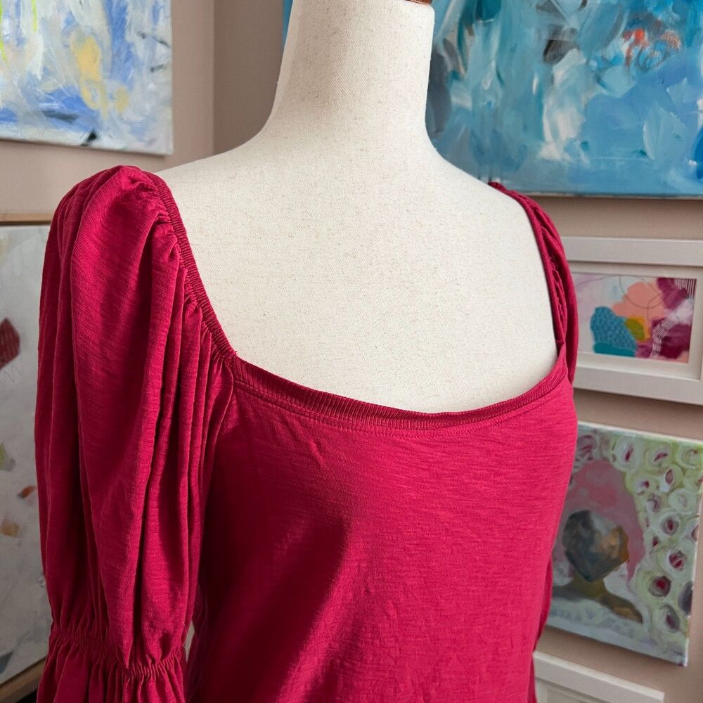 Nation LTD Hillary Romance‎ Tee Magenta Pima Cotton Puff Sleeve Top Size M - Picture 3 of 8